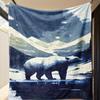 1pc Arctic Bear & Snowy Mountain Landscape Fleece Throw Blanket – Plush, Large Arctic-Themed Decor for Home, Sofa, Car, and Offi