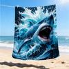 1pc Shark Attack Print Outdoor Blanket, Lightweight Polyester,