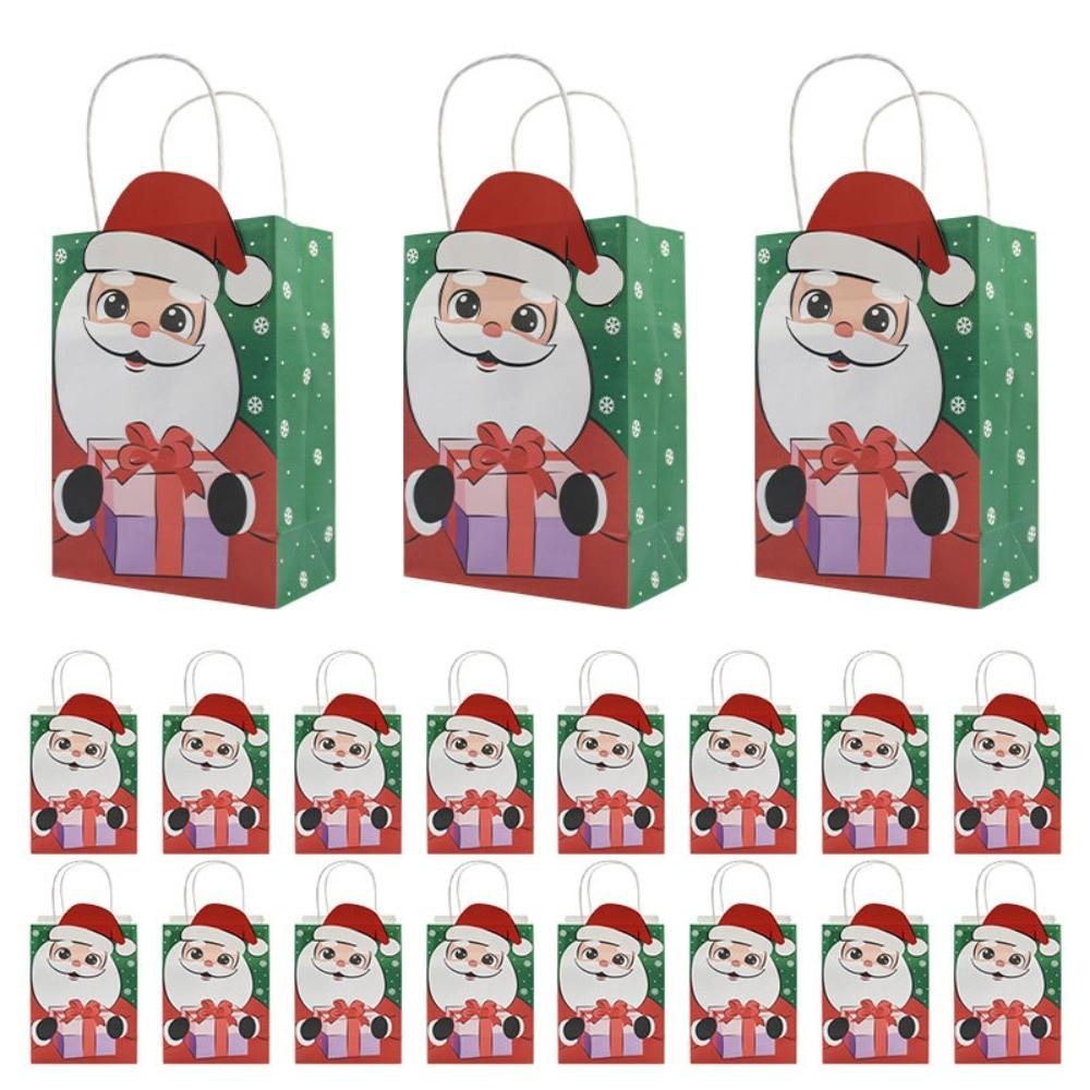 6pcs 3D Design Xmas Gift Bags Kraft Material Christmas Goody Bags  Christmas Holiday