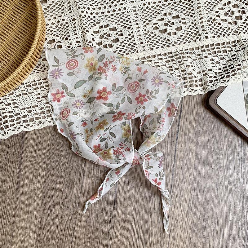 

Triangle scarf scarf women s silk scarf high-end new summer sunscreen headscarf summer women s pastoral headband tied bag streamer