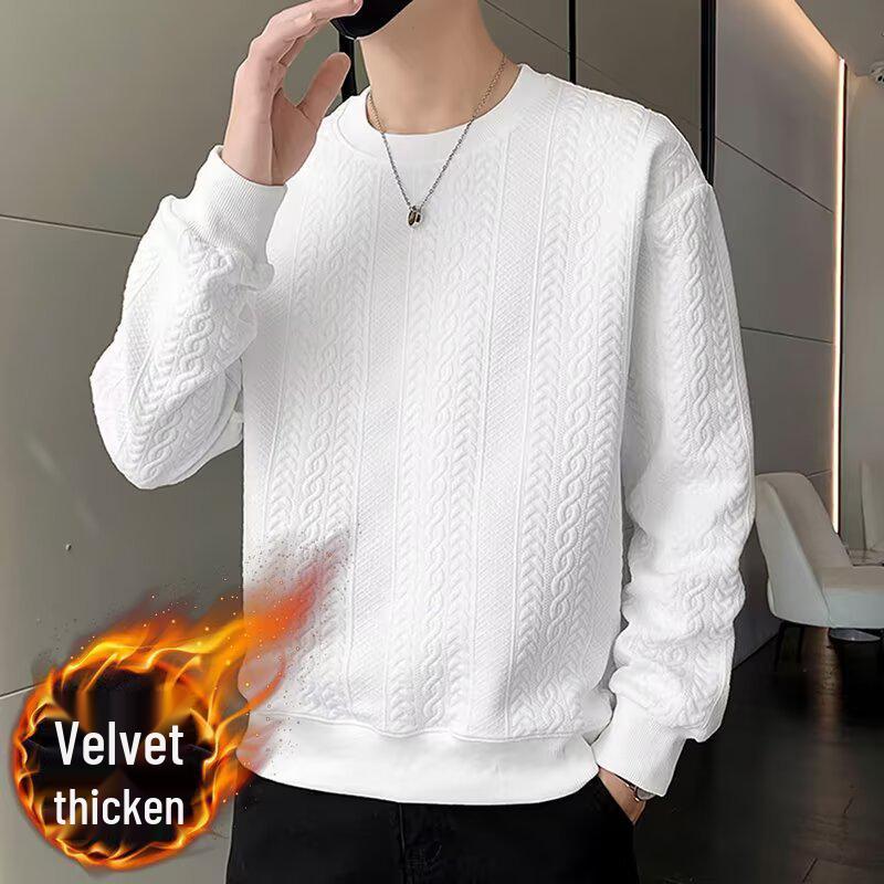 Nouveau sweat à capuche chaud uni à col rond pour homme, casual, haut de gamme, doublé de velours, pour l'automne et l'hiver