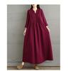 Autumn Long Sleeve Maxi Dress Cotton Loose Casual Plus Size Women Oversize Long Dress