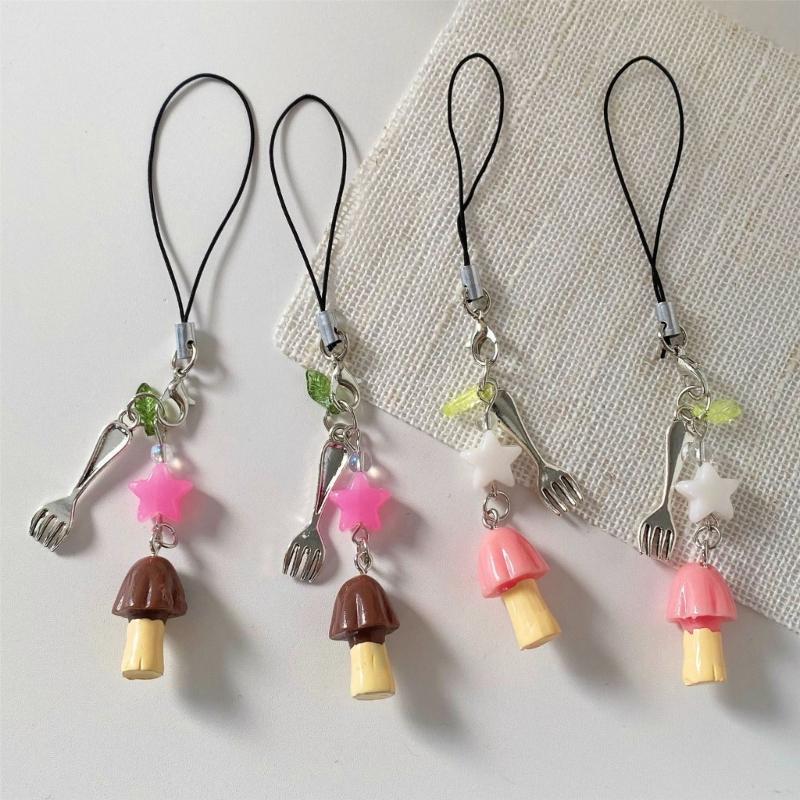 Unique Mushroom Keychain Mobile Chain Creative Phone Jewelry Suitable for Car Key Decoration and Style Enhancement