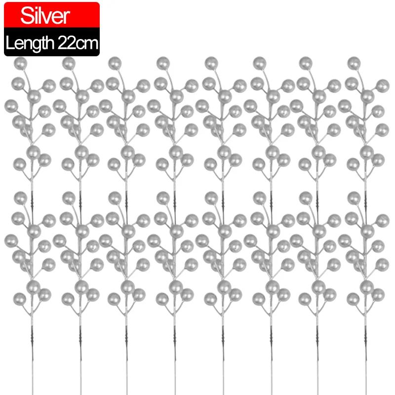

50/1PCS Christmas Red Berries Ornament Artificial Foam Berry Flower Branches DIY Wreath Xmas Tree Wedding Party Home Decoration 1PCS серебряный