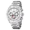Timeless Chronograph Stainless Steel White Dial Quartz F20668-1 100M Men's Watch