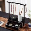 New Chinese Style Solid Wood Calligraphy Brush Holder and Tray: Four Treasures of the Study Display and Storage Rack.