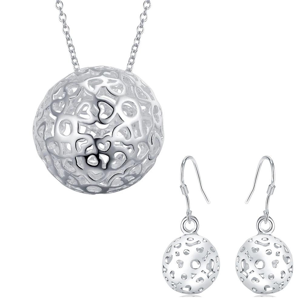 trend   Copper Hollow Ball Pendant necklace earrings Jewelry set for women Fashion streetwear Party wedding gifts