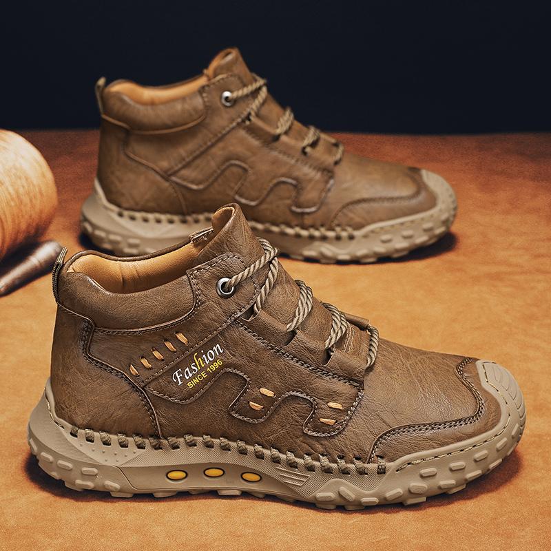 38-48Autumn /Winter Plus Velvet Warm Handmade Mens Boots Shoes Comfortable Ankle Boots for Men Casual Shoes Moccasins Man Tooling Shoes