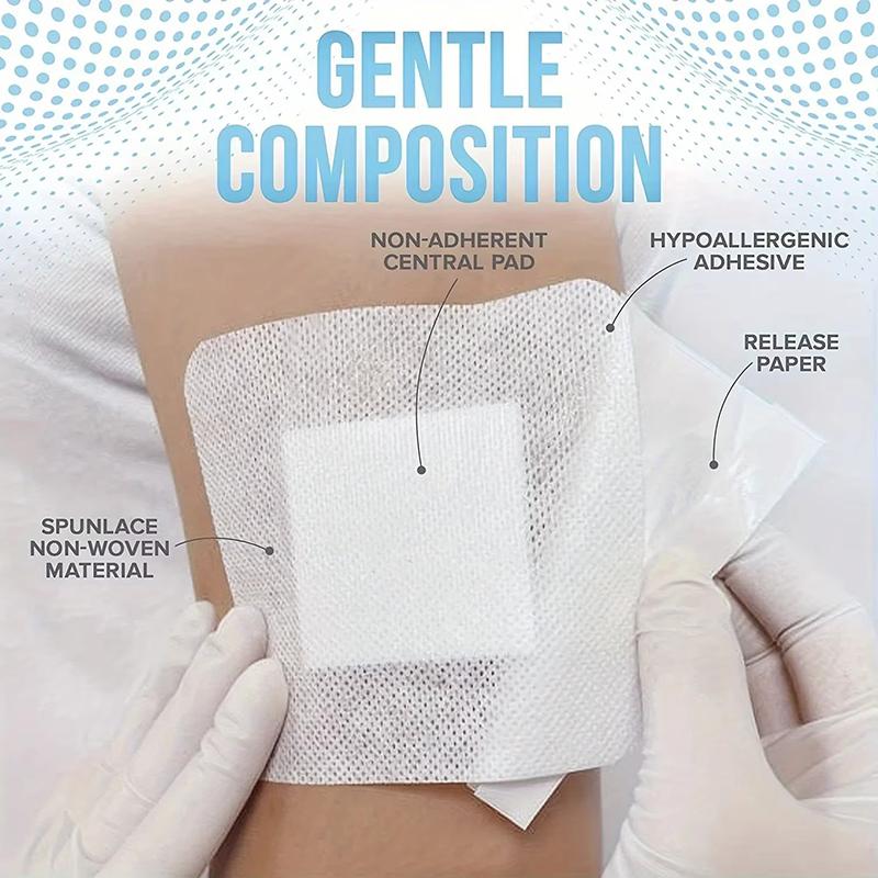 10Pcs Wound Dressings Breathable Edge Gauze Pads Soft Non-Woven Bandages Self-Adhesive Wound Dressings Outdoor Elastic Tape