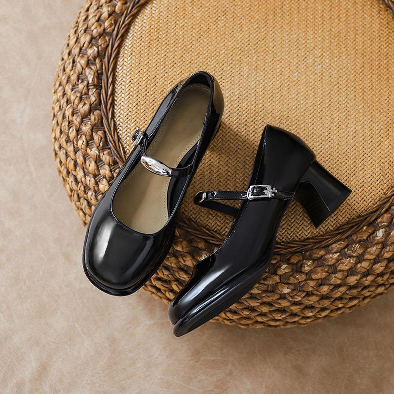 Coarse Heel Mary Jane Shoes Women's White High Heel Comfortable Not Tired Foot Shoes