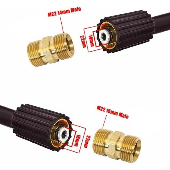 High Pressure Washer Adapter, Brass Hose Extension Coupler 22mm Male to 22mm Male Washer Fitting, 4500 PSI (Inner Diameter 15mm)