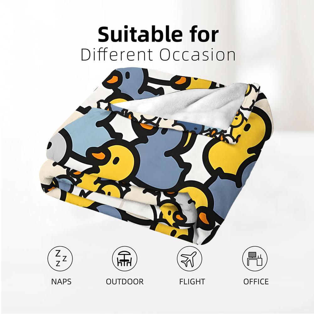Multicolor Rubber Duck Crowd Soft Flannel Blanket Breathable Warm Throw for Office Car Sofa Kids Room Birthday Xmas Gift
