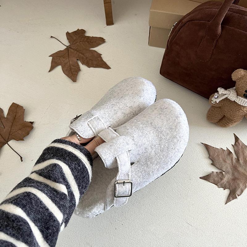 

Модные женские зимние мюли Crestar, модные замшевые клоги с меховой подкладкой, хлопковые туфли с регулируемой пряжкой, женские повседневные шлепанцы на плоской подошве 36 абрикосовый