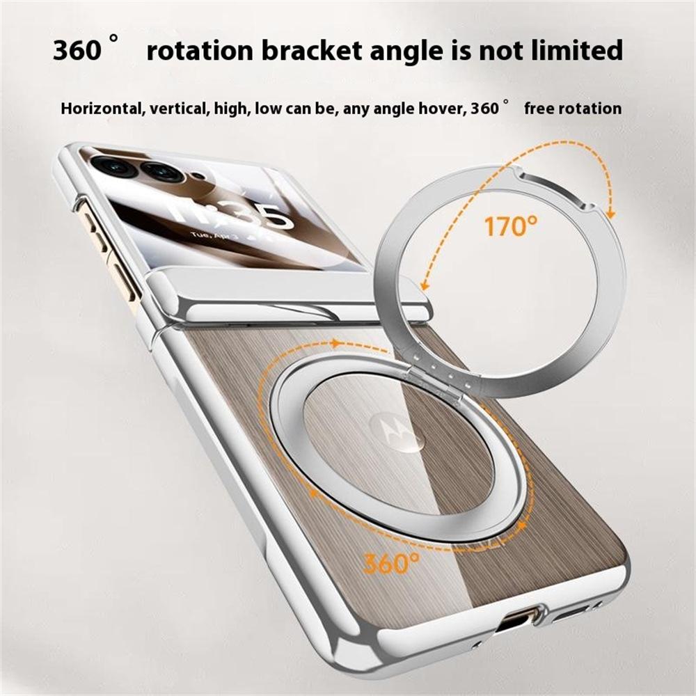 For Motorola Razr 60 Ultra 5G Case Compatible with MagSafe Kickstand Electroplated PC Phone Cover Built-In Screen Protector