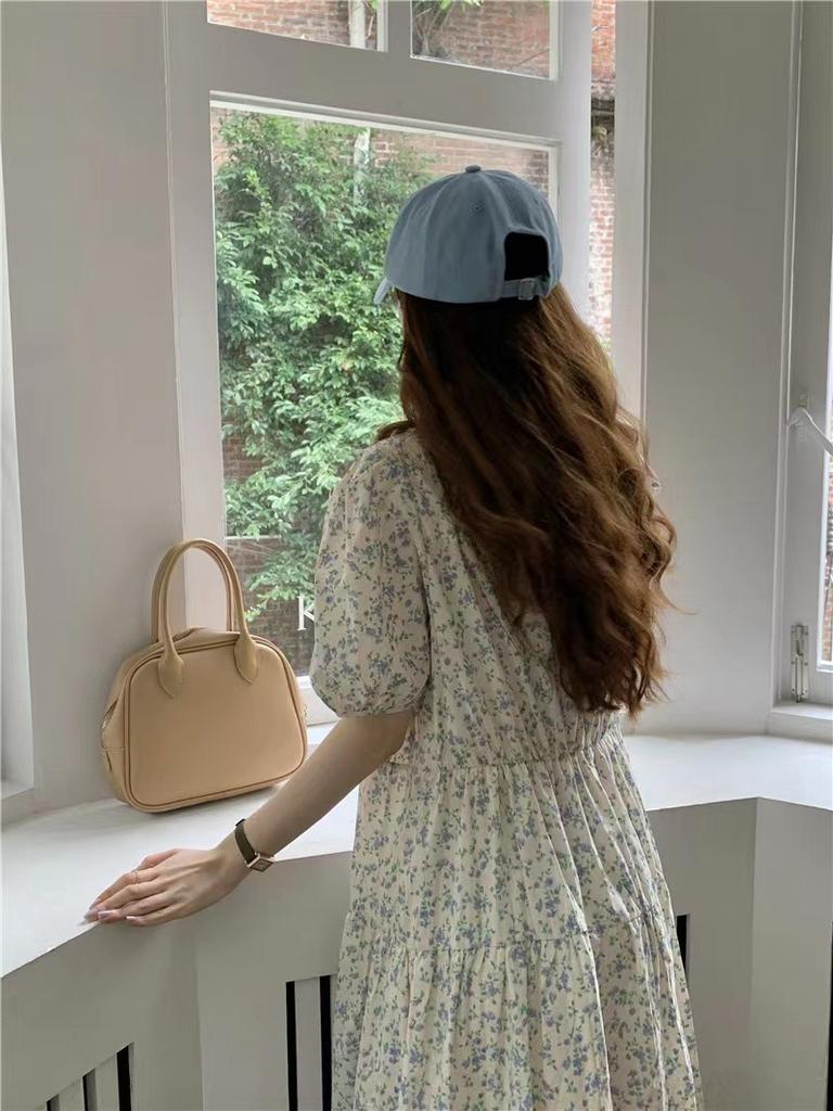 Summer New Seaside Holiday Temperament Floral Dress Platycodon Tea Break French Long Dress Women's Summer Dress