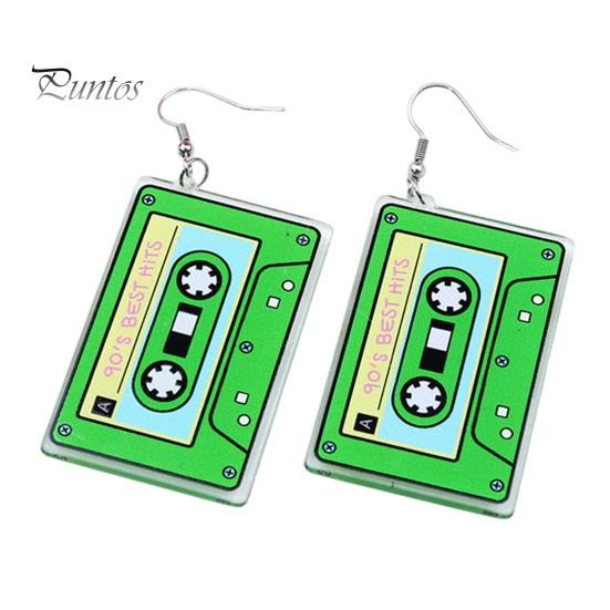 

1 пара винтажных серег-крючков с принтом зебры на магнитной ленте, 1980-е годы, акриловые ретро кассетные серьги, красочные висячие серьги, ювелирные изделия, подарок F