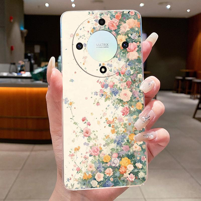 For Honor X50 5G Case Luxury Flower Painted Cover Clear Soft Silicone Phone Case For Honor X 40 50 X40 X50 5G Back Covers Bumper