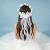 Handmade Vine Bridal Wreath Veil Headwear Features 3D Floral Accent Lightweight Comfort for Extended Wedding Wear