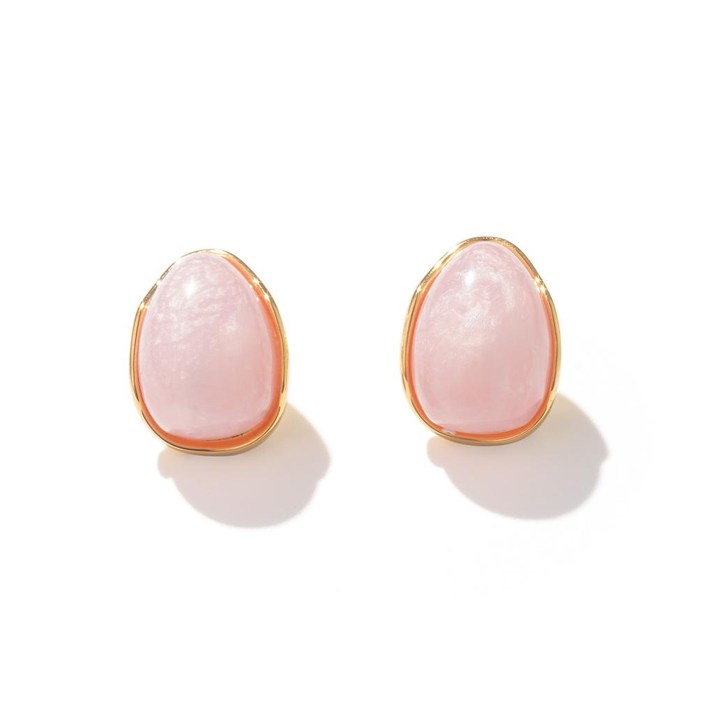 Spring and summer new geometric small fresh stud earrings 2026 simple Korean pink sweet silver needle temperament earrings