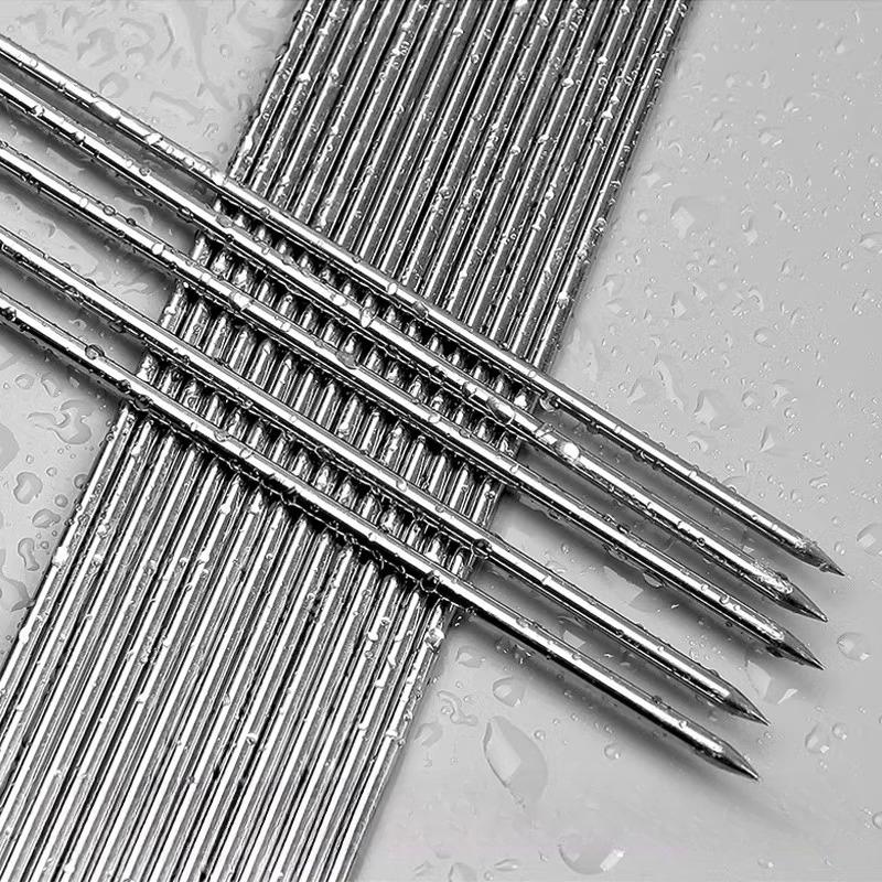 304 Stainless Steel Skewers For Barbecue Kebab Sticks Reusable Meat Skewers Round Rods For Outdoor Grilling