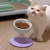 Elevated Pet Food Dish Adjusting Height Feeding Bowl Ceramic Food Water Bowl Ergonomic Tilted Design For Cats Small Dog