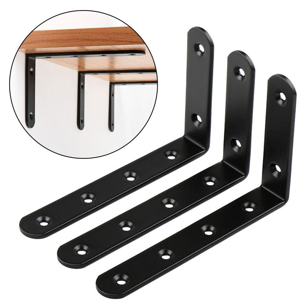 4Pcs Black Furniture Anchors 5"x3" L-shaped Support Baby Proofing Kit Falling Prevention Brackets for Shelves