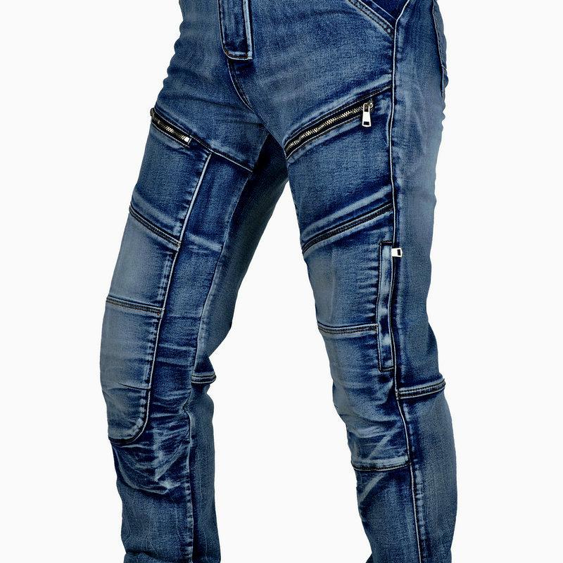 Męskie Retro Dżinsy Motocyklowe Kevlarowe - Odporne na Rozdarcia, Elastyczne, Przeciwupadkowe Spodnie Motocyklowe do Wyścigów Off-Road