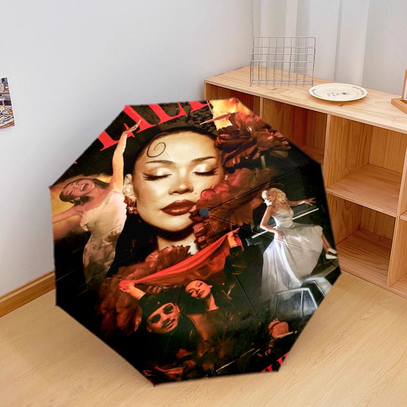 1 pz Ombrello con motivo Ayliva Ombrello portatile pieghevole Struttura a stecche in ferro Struttura a stecche Forato Ombrello da esterno per la casa