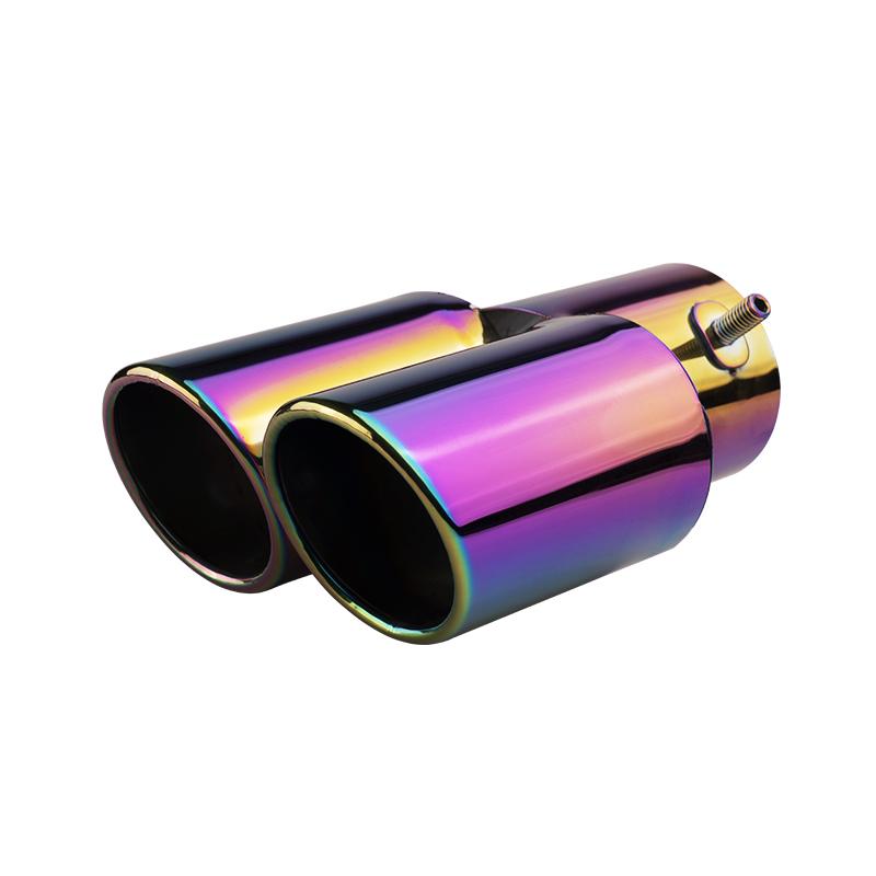 Universal Double Exhaust Tips Colorful Muffler Exhaust Stainless Dual Tail Pipe Muffler Round Carbon Fiber Exhaust Tips Car Deco