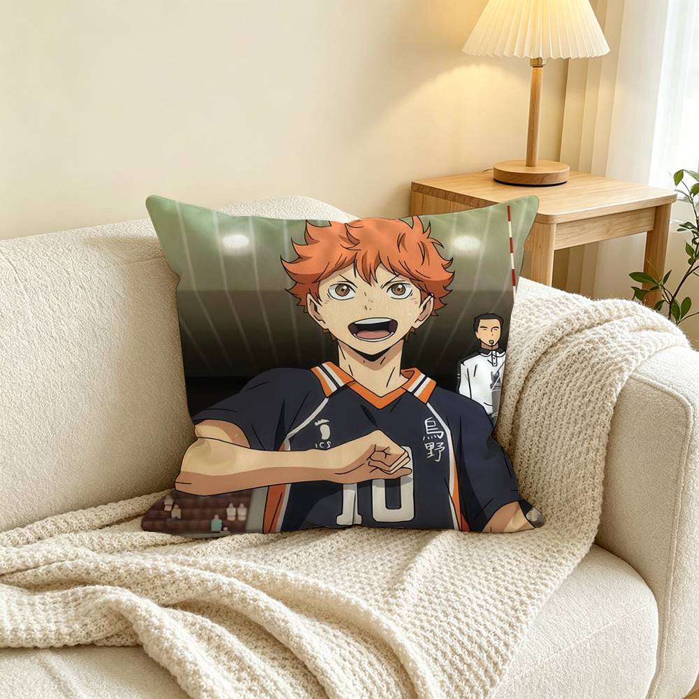 Anime H-Haikyuu Shoyo Hinata Square Double-Sided printed Pillow Case Bedroom Bedside Pillow Sofa Cushion Cover