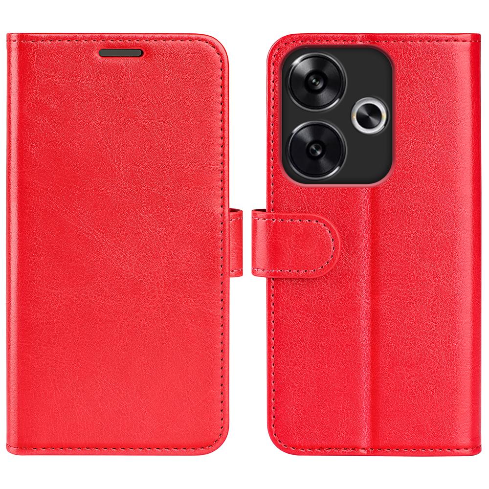 

For Xiaomi Redmi Turbo 3 5G/Poco F6 5G Case Crazy Horse Texture Leather Phone Cover Red