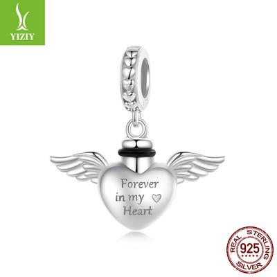 Přívěsky Love Wings Odnímatelné DIY, Pamětní krabička pro domácí mazlíčky Náramek S925 Sterlingové stříbro Korálkový.