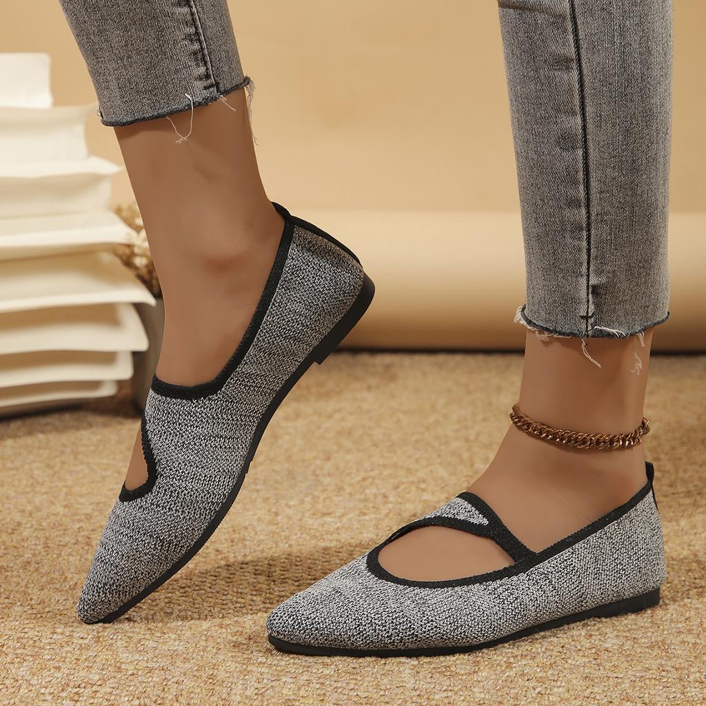 Fashion Women Flats Spring Autumn Flat Shoes Fashion Leisure Flat Loafers Pointed Knitting Elastic Comfortable Boutique Sneakers Women