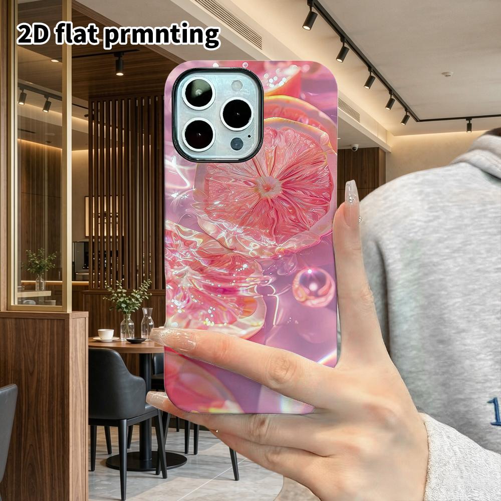 Phone Case: 2D Flat Suitable for iPhone 18 17 16 15 14 13 Pro Film Protective Case, Couple Style, Grapefruit Slice, Christmas and Halloween Holiday Gi