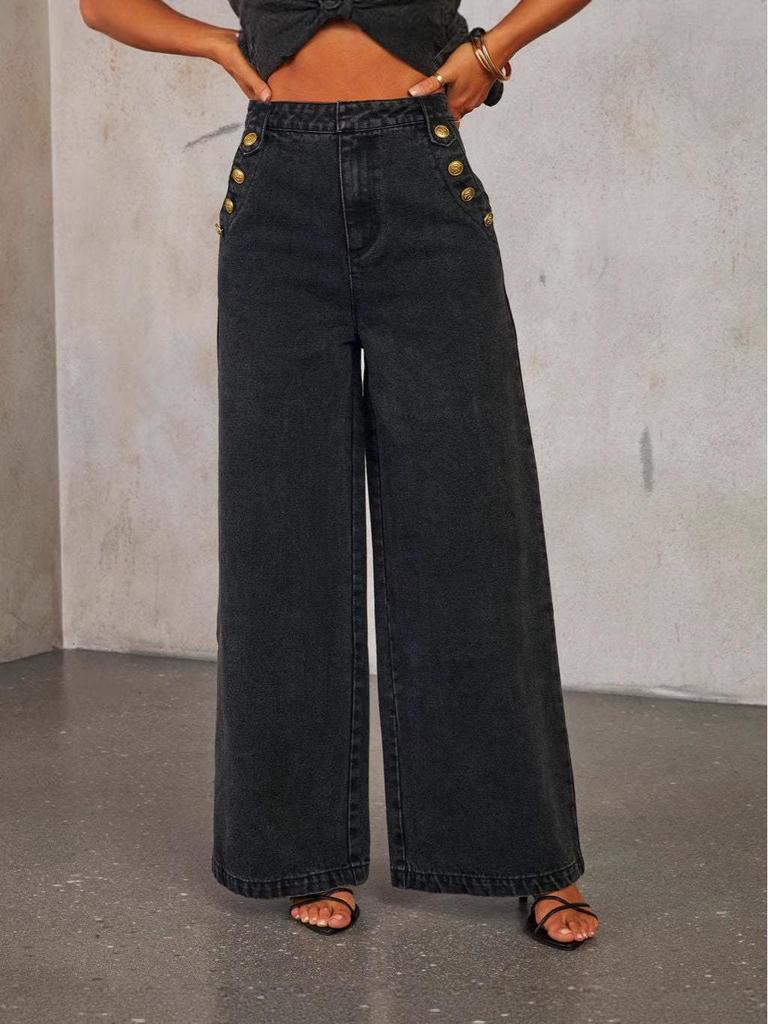 2026 Trendy Sleeveless Denim Jumpsuit Set: European & American Style Wide-Leg Two-Piece for Women