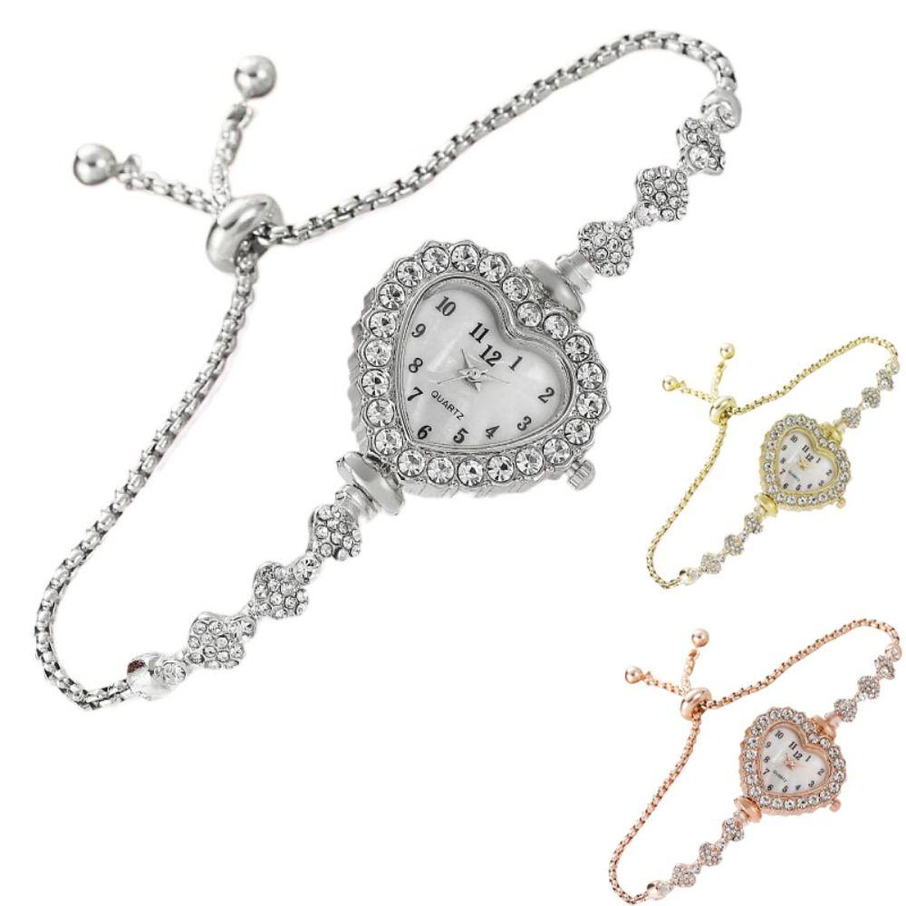 Diamond Studded Watch Strap Heart Shaped Watch Rhinestone Wrist Decoration Women Wristwatch Women