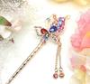 Miaomyao Hair Japanese Cubic Hair Accessory [Miaomyao] Accessory, Style, Tomesode, Antique, Zirconia, Pair, Couple, Butterfly, (Multicolor)