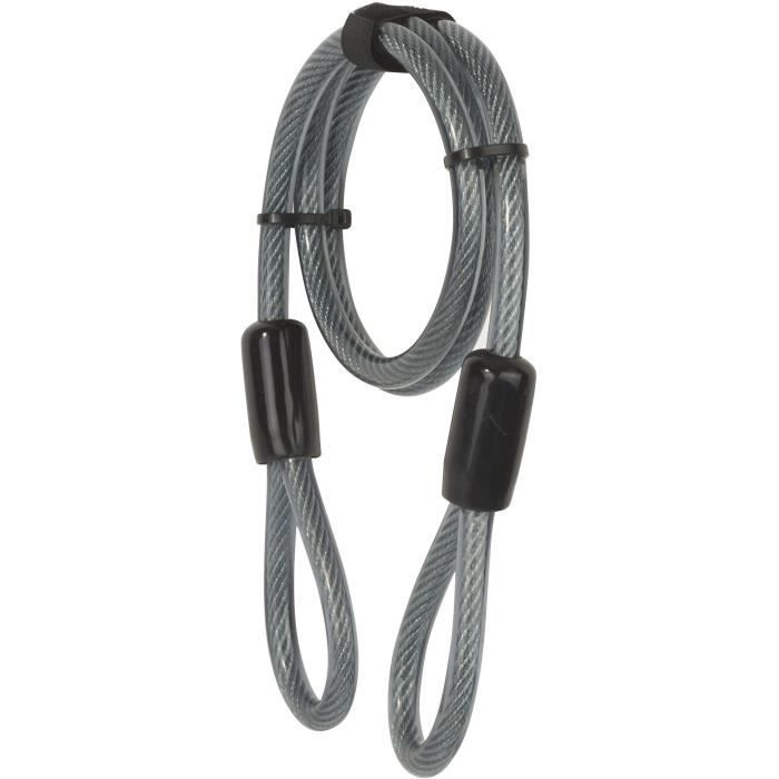 Yale Câble Antivol en Spirale, à 2 Boucles Pour Vélo, VTT, 120 cm x 12 mm