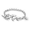 Pulseira de Corrente Simples com Fecho T-Bar Coração Nó Entrelaçado Amor Unissex 598100