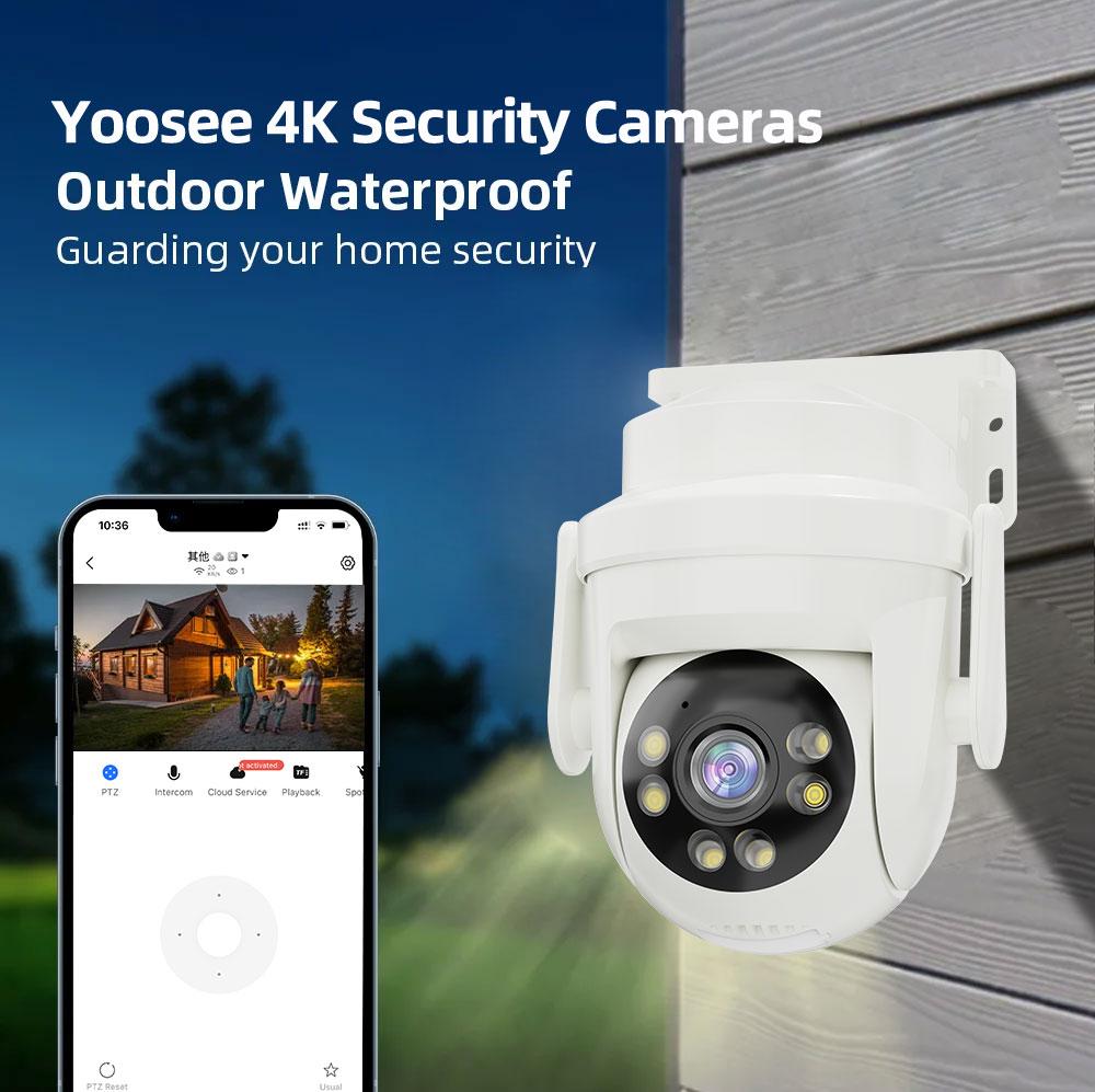 AIOOK Outdoor Security Camera HD 4MP Wifi Camera PTZ Mobile Tracking IP CCTV Night Vision Two Way Intercom YOOSEE APP