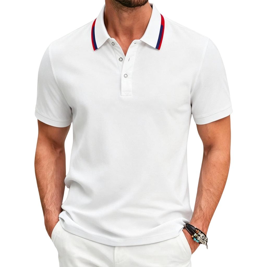 Men's Short Sleeve Polo Shirt Breathable Quick Dry Sports Casual Collared Polo Shirt for Summer Outdoor Activities