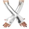 Fake Leather Metallic Gloves Gold Silver Long Gloves Sexy Leather Gloves  Evening Party
