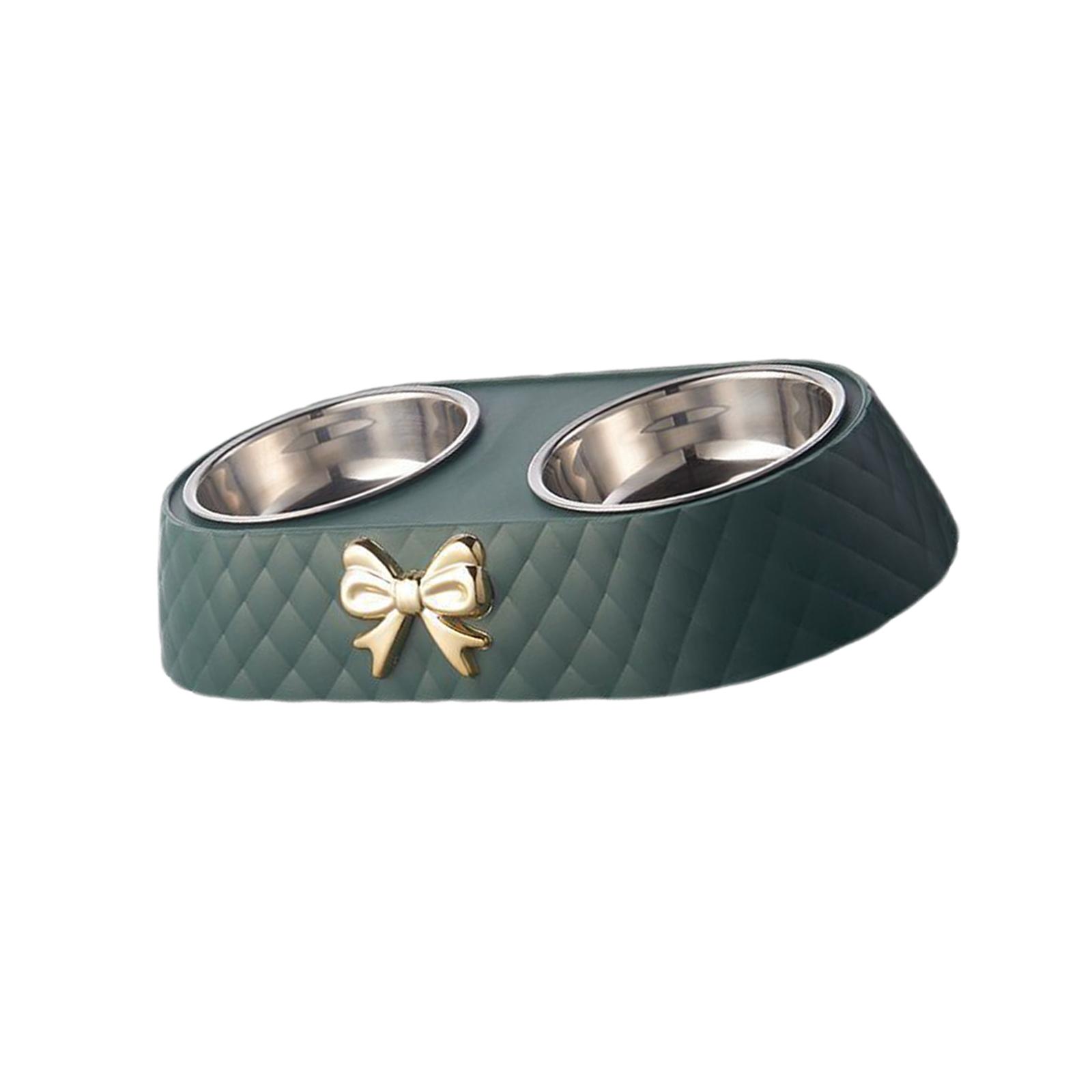 

Двойные миски для собак и кошек из нержавеющей стали, съемные, легко моющиеся, для ежедневного рациона питомца, аксессуары для домашних животных темно-зеленого