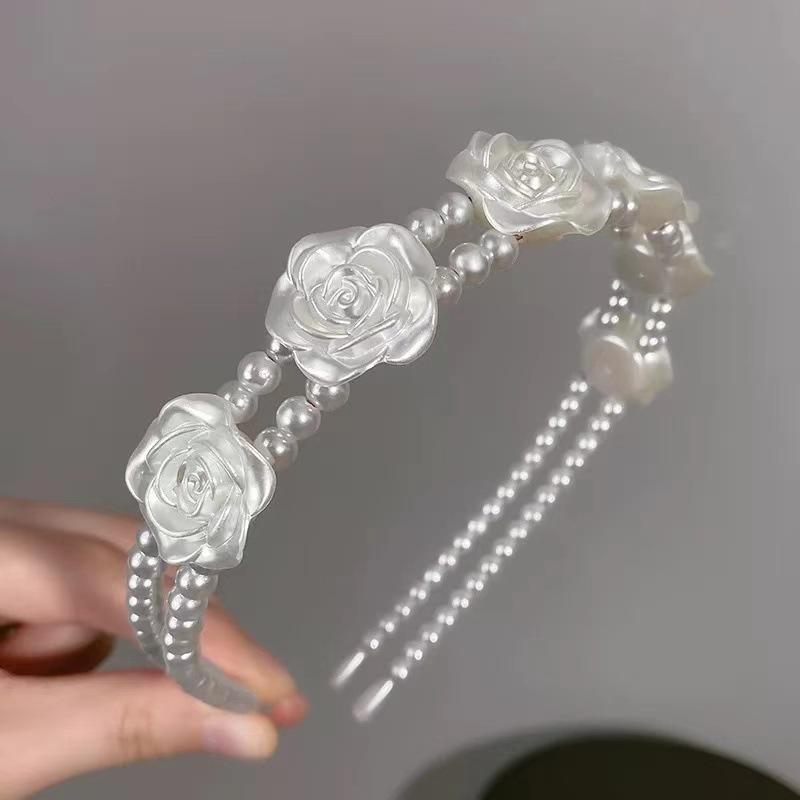 

Французский обруч для волос с жемчужной розой, Изысканный и универсальный обруч для женщин. 12.5cm