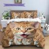 Cute Yellow Cat Pattern Bedding Quilt Set Quilt Cover Pillowcase Home Decoration Gift (1 * duvet cover + 2 * pillowcase, without core)