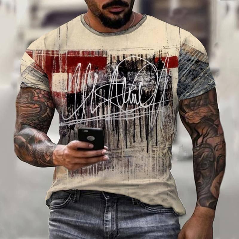 

Новая популярная 3D цифровая печать, удобная и мягкая уличная спортивная мужская футболка с короткими рукавами для фитнеса, топ больших размеров S-5XL 6XL