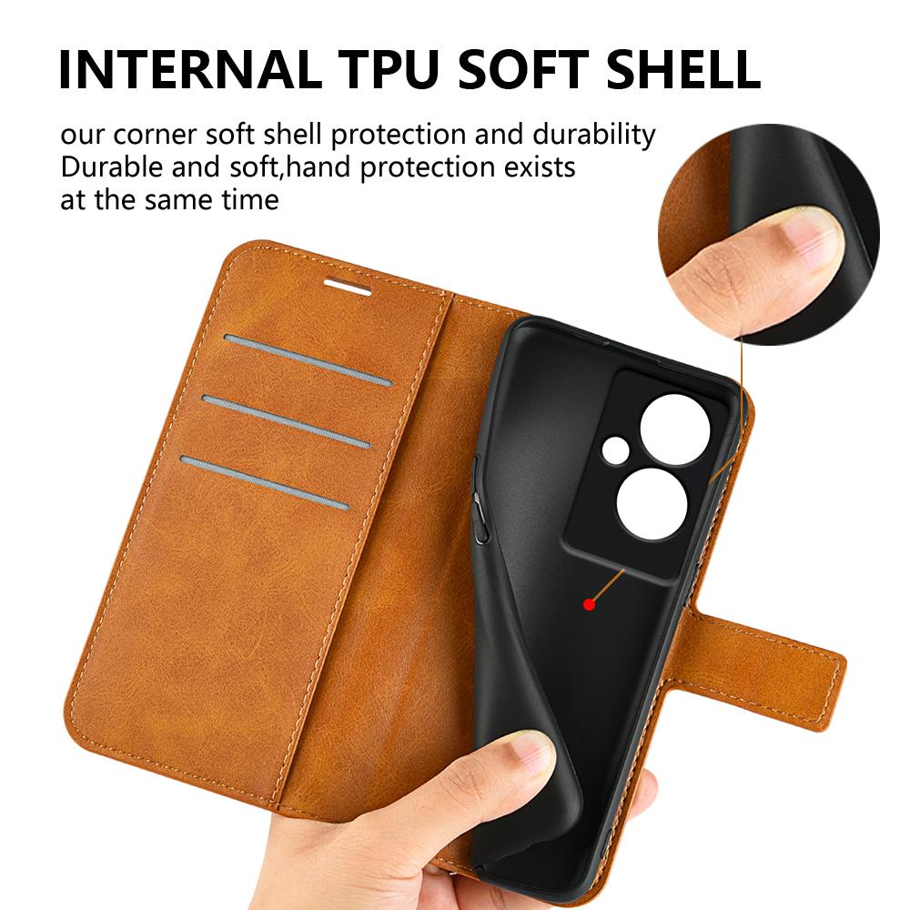 For Oppo A79 5G/A2 5G Case PU Leather Calf Texture Wallet Phone Protector