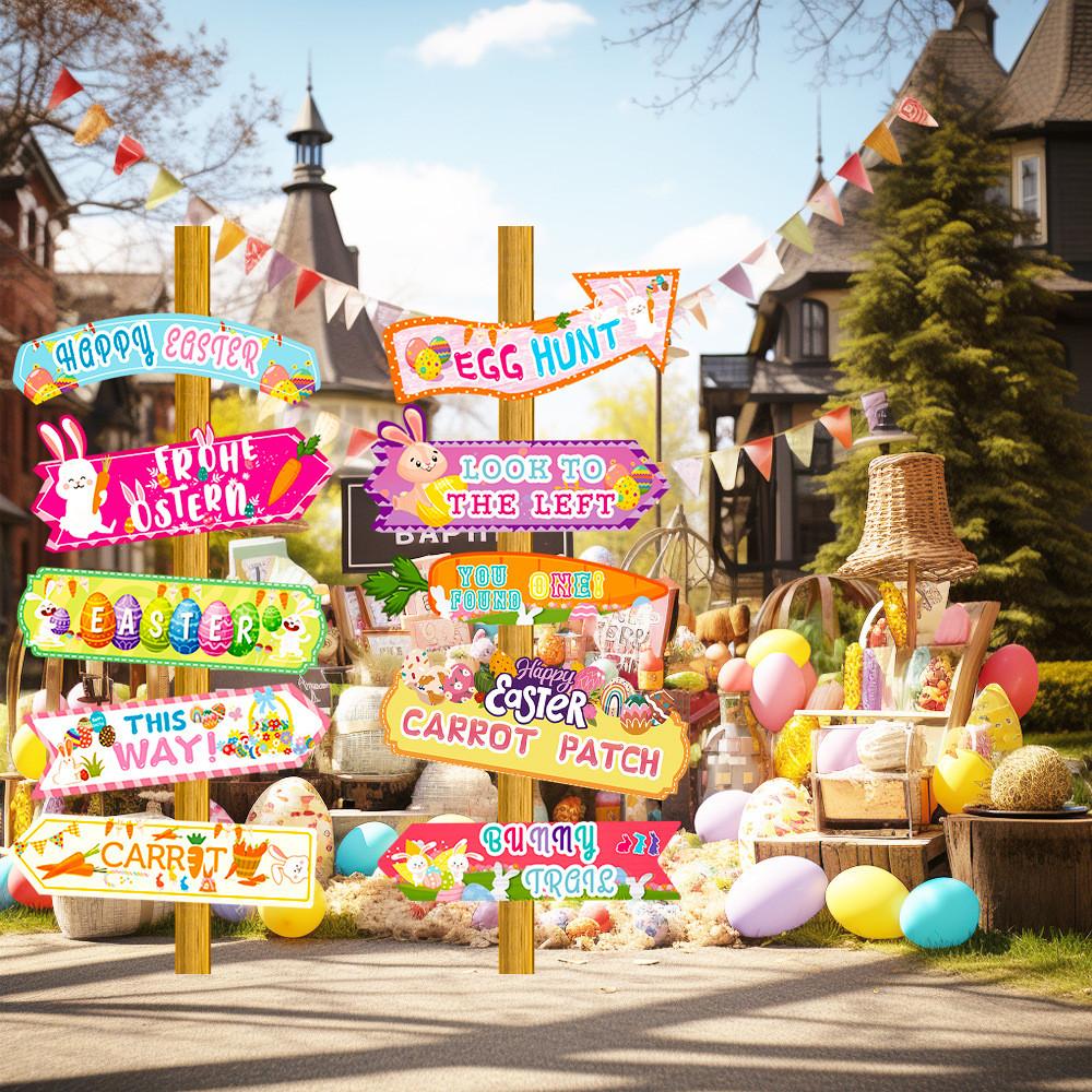 Rabbit Radish Easter Lawn Paper Road Sign For Daily Party Decorative Supplies