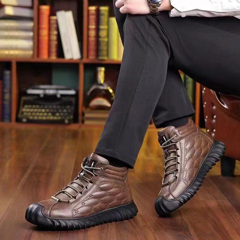

Men s cotton shoes with velvet winter new thermal high-top cotton Martin boots men s snow boots middle-aged dad shoes 39