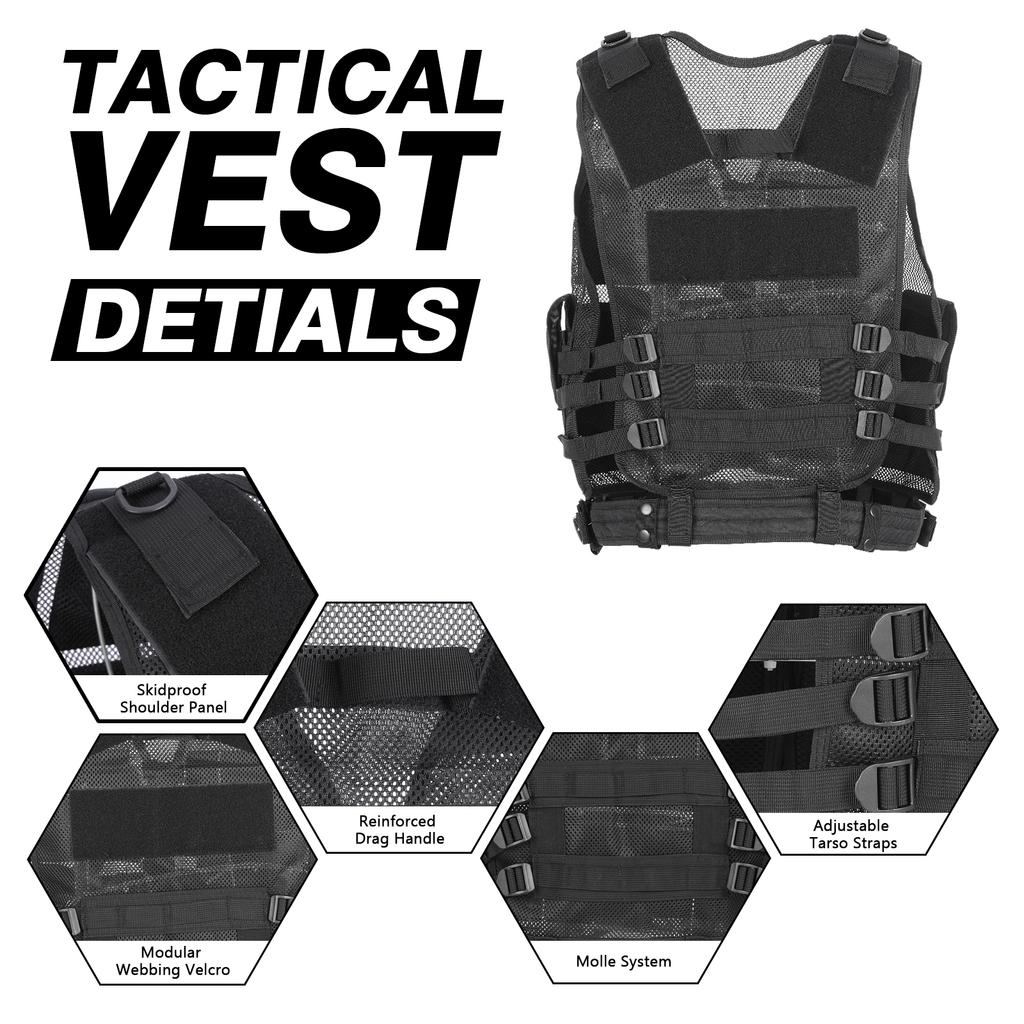 TOMSHOO Tactical Vest Multi-Pockets Breathable Combat Vest Outdoor Military Airsoft Army Vest for   Hunting Camping Hiking